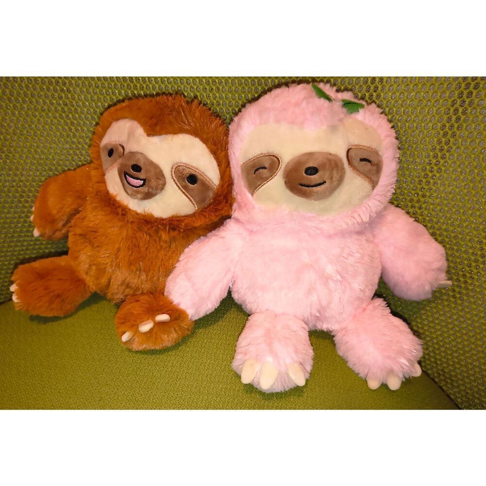 Sloths Frankford Candy Hugging Sloth Couple Brown/Pink 8.5” Plush Stuffed Animal